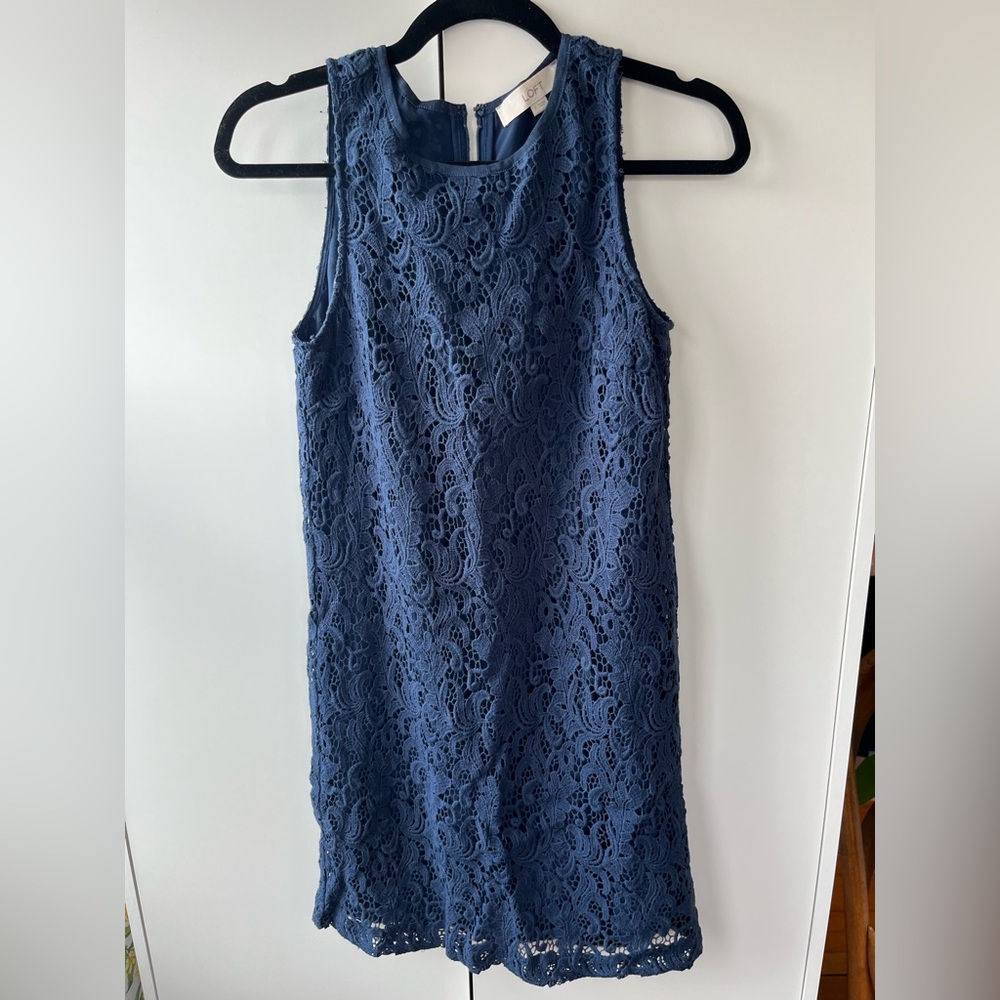 Blue lace dress from Loft
